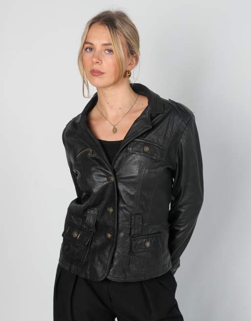 Vintage Made in Italy M leather jacket in black