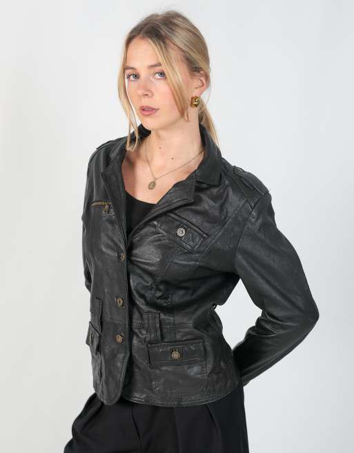 Vintage Made in Italy M leather jacket in black, 3 of 4