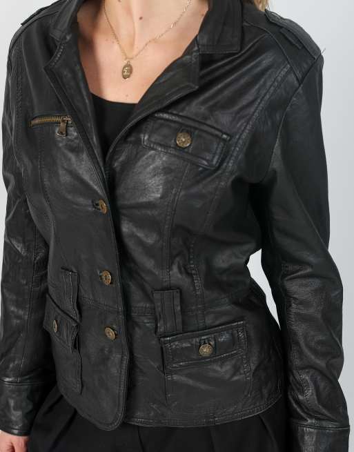 Vintage Made in Italy M leather jacket in black, 4 of 4