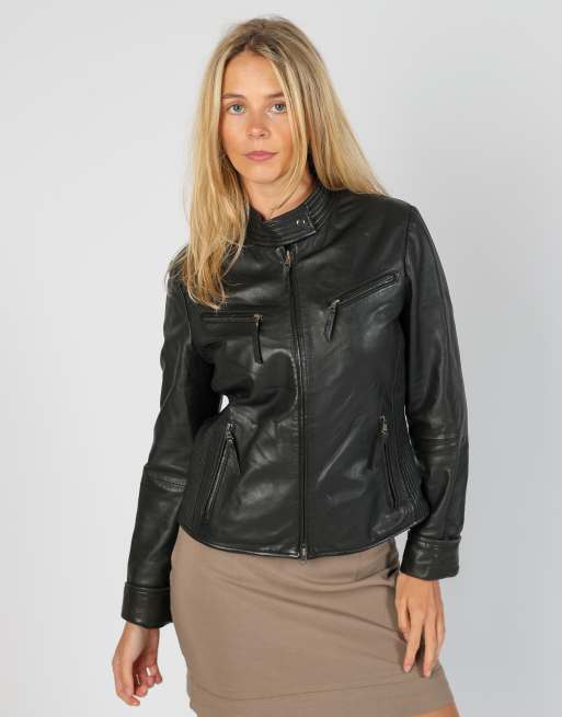 Vintage Made in Italy M leather jacket in black