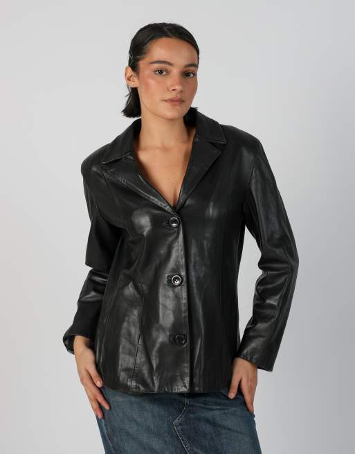 Vintage Made in Italy M leather jacket in black, 3 of 4