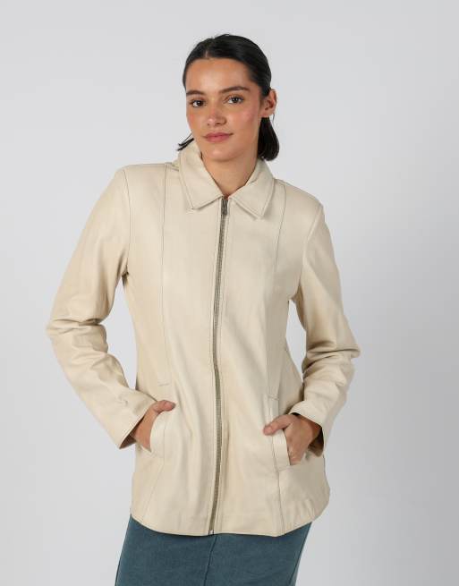 Vintage Made in Italy M leather jacket in cream, 1 of 4