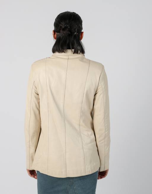 Vintage Made in Italy M leather jacket in cream, 2 of 4