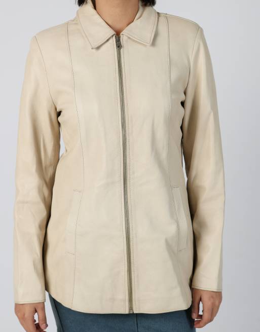 Vintage Made in Italy M leather jacket in cream, 4 of 4