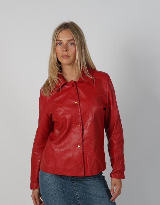 Vintage Made in Italy M leather jacket in red, 1 of 4