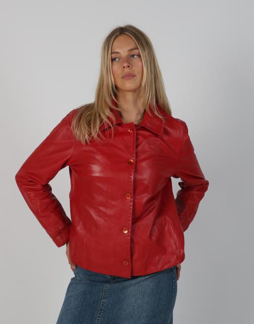 Vintage Made in Italy M leather jacket in red, 3 of 4