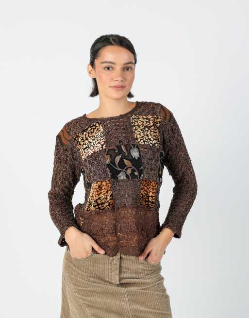 Vintage Made in Italy M long sleeve top in brown, 1 of 4