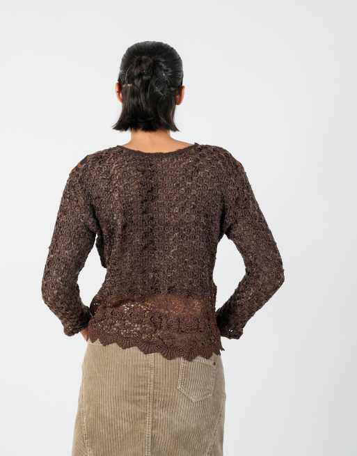 Vintage Made in Italy M long sleeve top in brown, 2 of 4