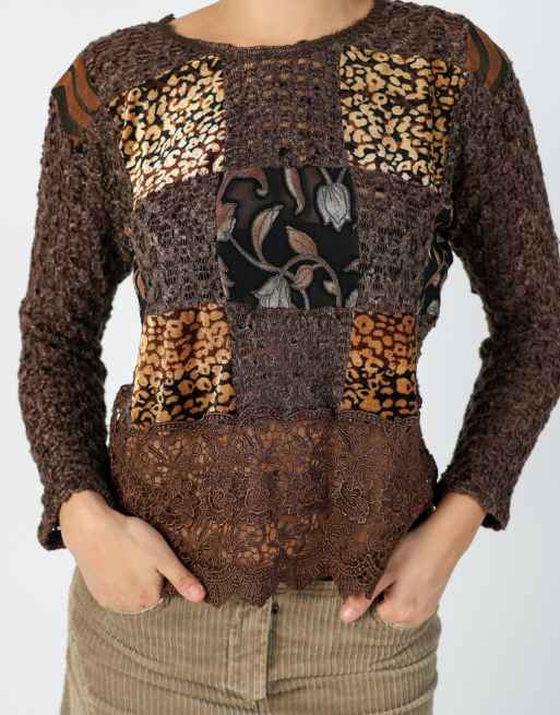 Vintage Made in Italy M long sleeve top in brown, 4 of 4