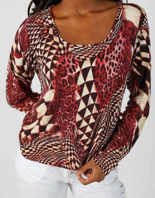 Vintage Made in Italy M long sleeve top in burgundy red, 4 of 4