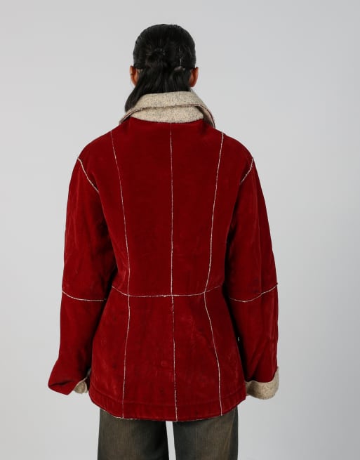 Vintage Made in Italy M shearling coat in red, 2 of 4