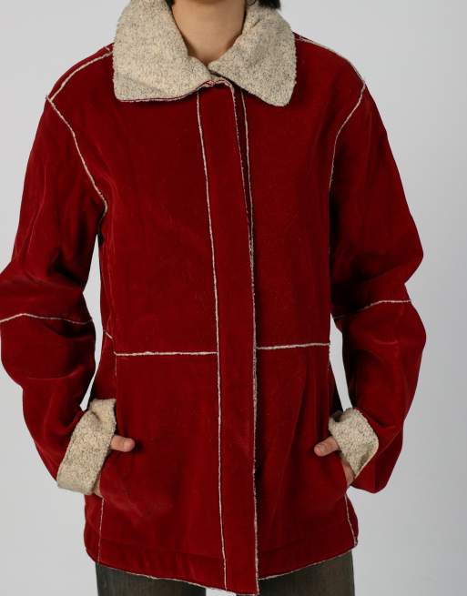 Vintage Made in Italy M shearling coat in red, 4 of 4