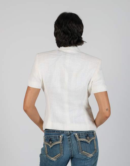 Vintage Made in Italy M woven jacket in cream, 2 of 4