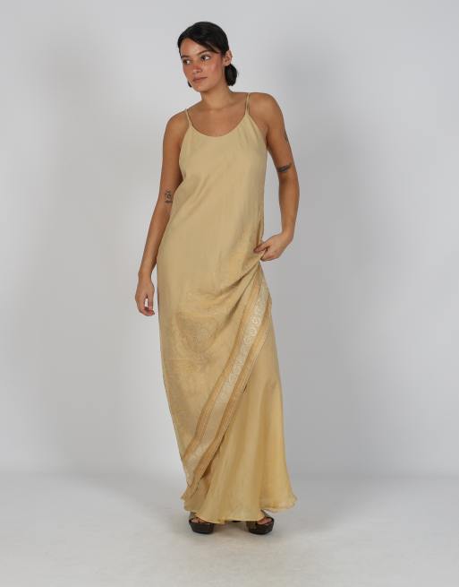 Vintage Made in Italy M woven maxi dress in beige, 1 of 4