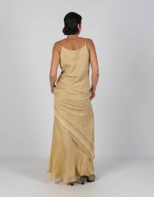 Vintage Made in Italy M woven maxi dress in beige, 3 of 4