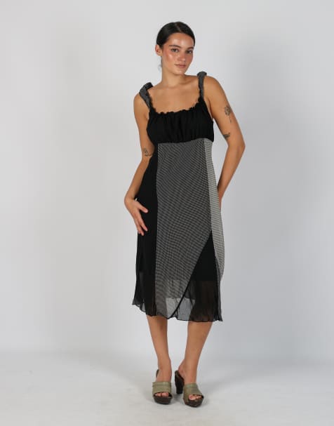Vintage Made in Italy M woven midi dress in black - view 1