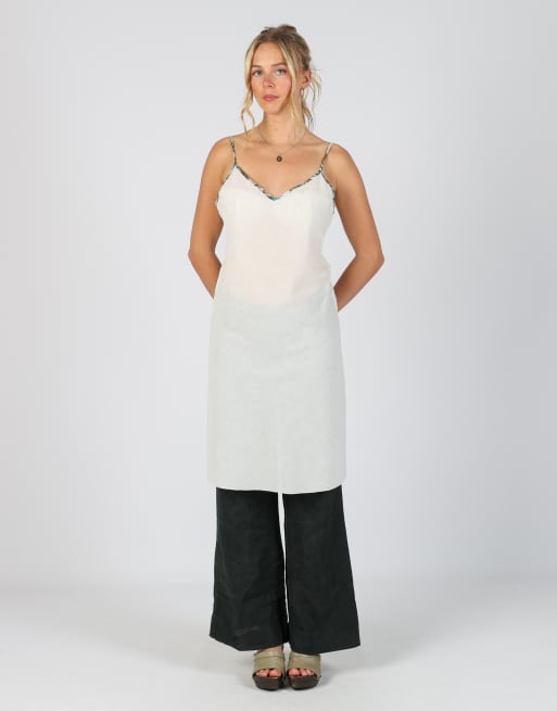 Vintage Made in Italy M woven midi dress in ivory
