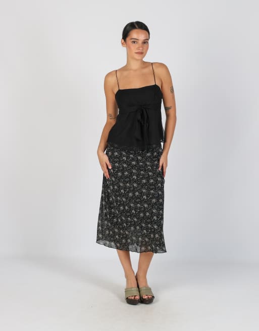 Vintage Made in Italy M woven midi skirt in black, 1 of 4