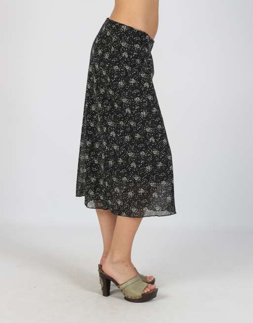Vintage Made in Italy M woven midi skirt in black, 2 of 4