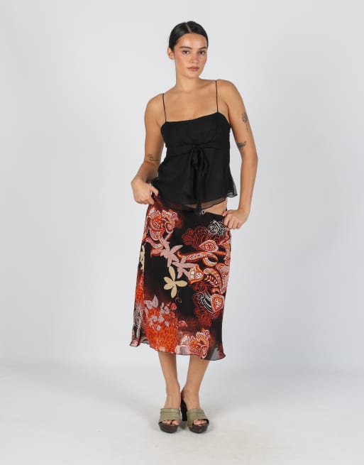 Vintage Made in Italy M woven midi skirt in black, 1 of 4
