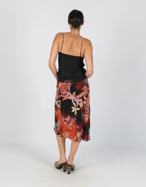 Vintage Made in Italy M woven midi skirt in black, 3 of 4