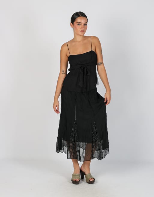 Vintage Made in Italy M woven midi skirt in black, 1 of 4