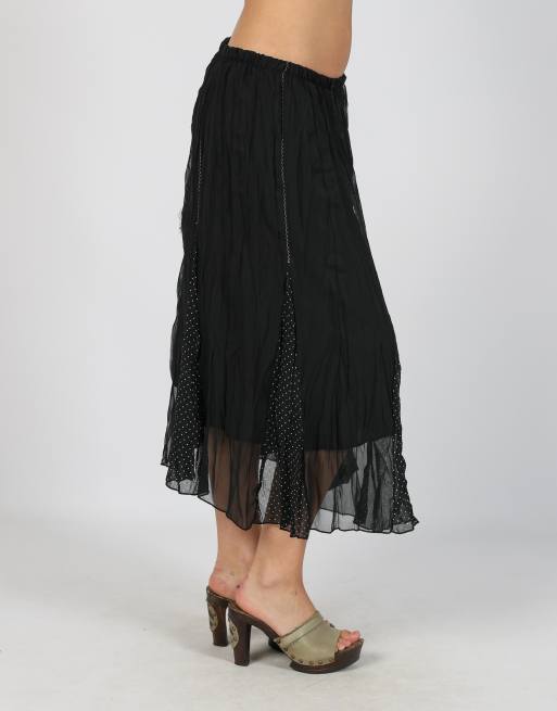 Vintage Made in Italy M woven midi skirt in black, 2 of 4