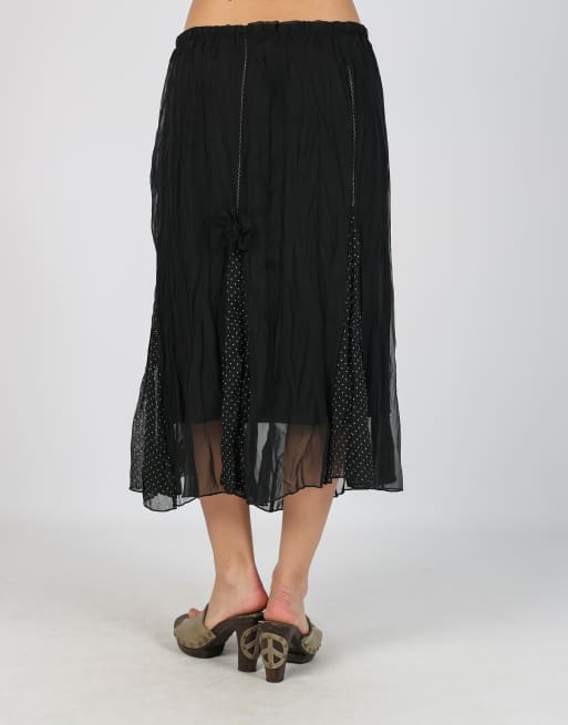 Vintage Made in Italy M woven midi skirt in black, 4 of 4