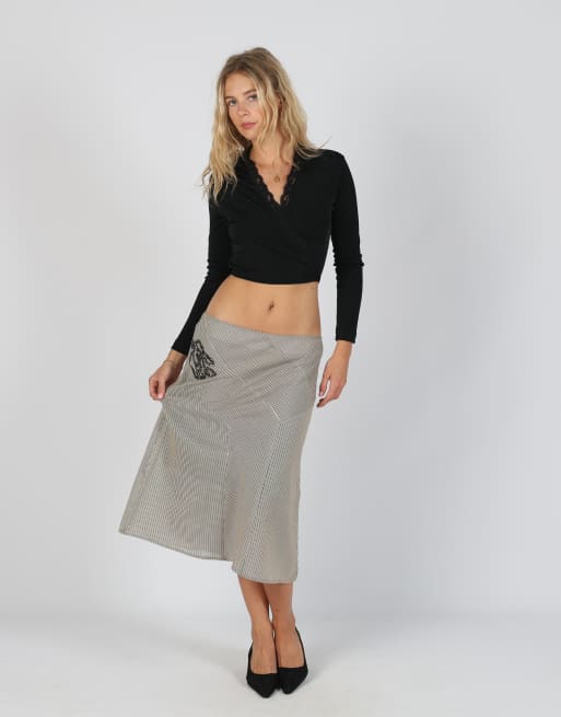Vintage Made in Italy M woven midi skirt in brown