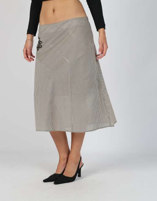 Vintage Made in Italy M woven midi skirt in brown, 2 of 4