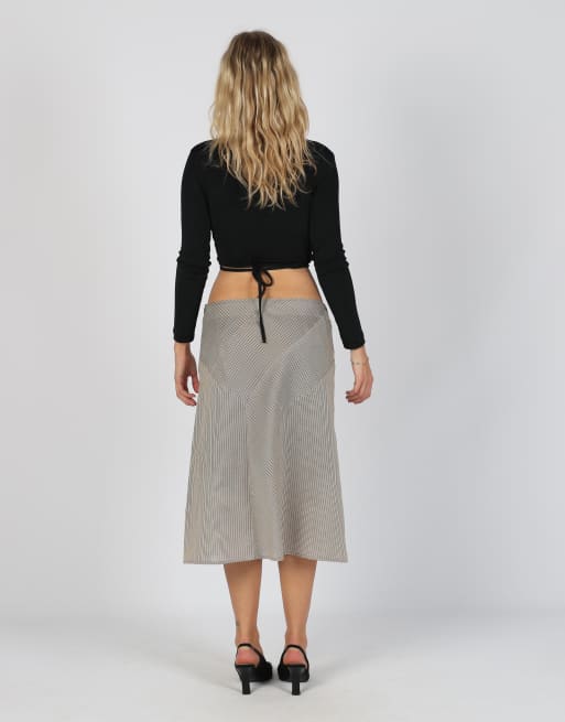 Vintage Made in Italy M woven midi skirt in brown, 3 of 4