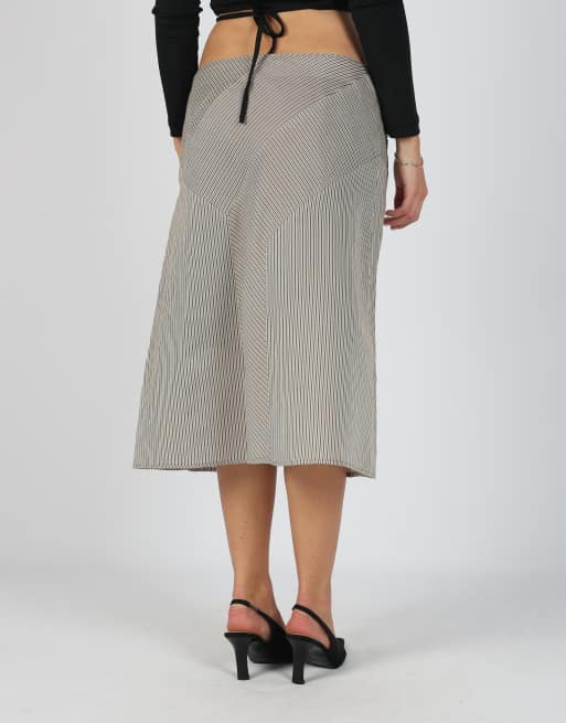 Vintage Made in Italy M woven midi skirt in brown, 4 of 4