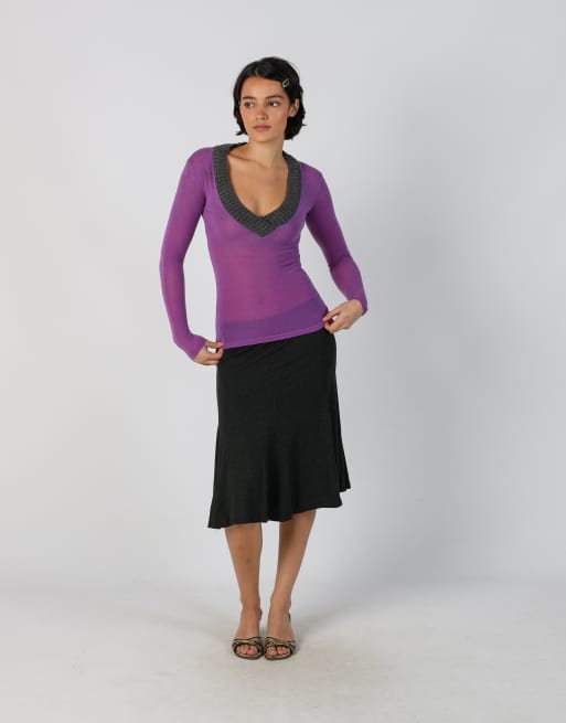 Vintage Made in Italy M woven midi skirt in charcoal grey, 1 of 4