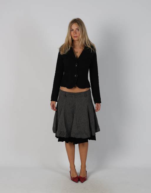 Vintage Made in Italy M woven midi skirt in charcoal grey, 1 of 4