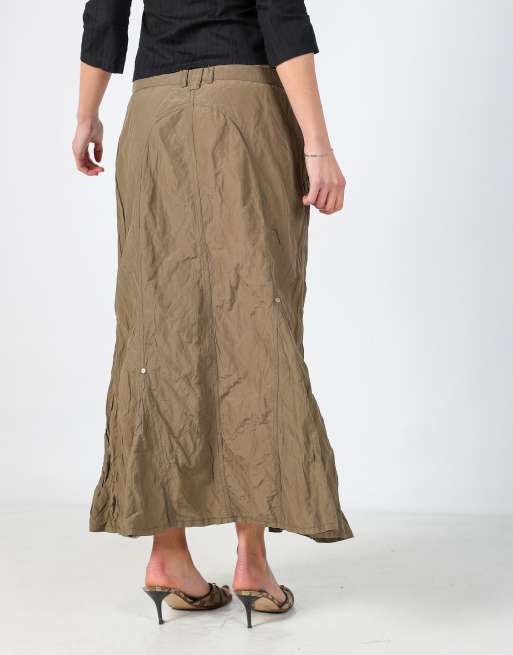 Vintage Made in Italy M woven midi skirt in dark green, 2 of 4