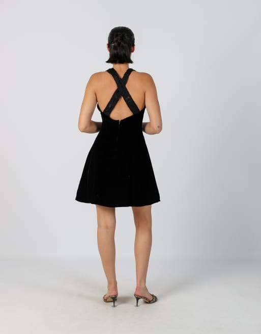 Vintage Made in Italy M woven mini dress in black, 3 of 4
