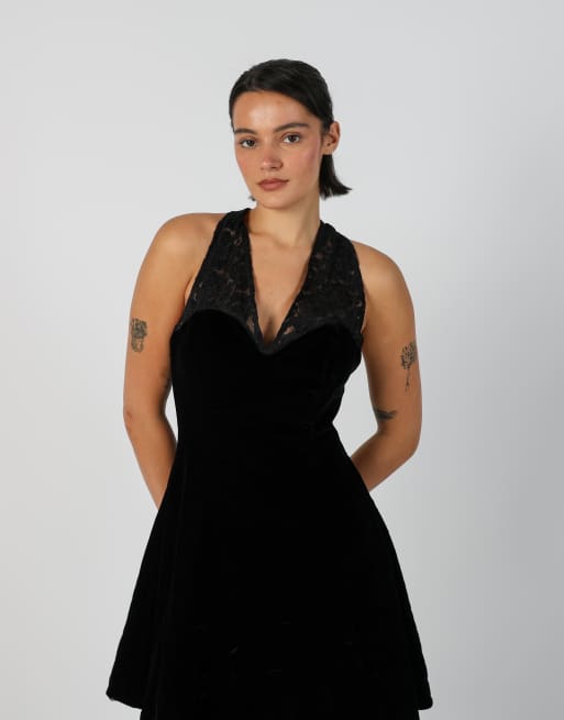 Vintage Made in Italy M woven mini dress in black, 4 of 4
