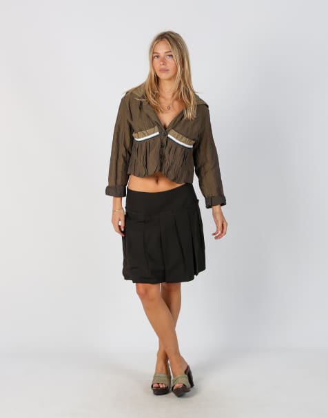 Vintage Made in Italy M woven mini skirt in black - view 1