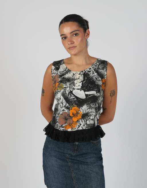 Vintage Made in Italy M woven top in black, 3 of 4