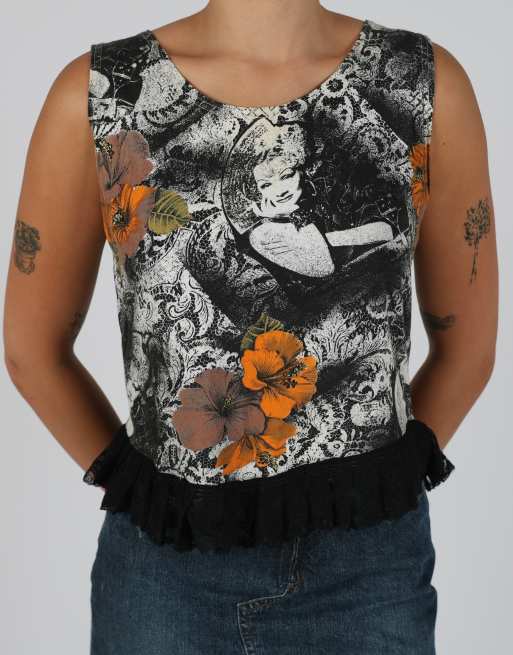 Vintage Made in Italy M woven top in black, 4 of 4