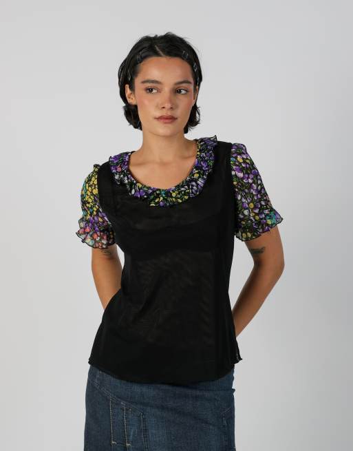 Vintage Made in Italy M woven top in black, 1 of 4