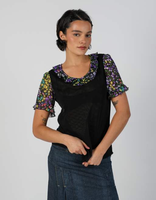 Vintage Made in Italy M woven top in black, 2 of 4