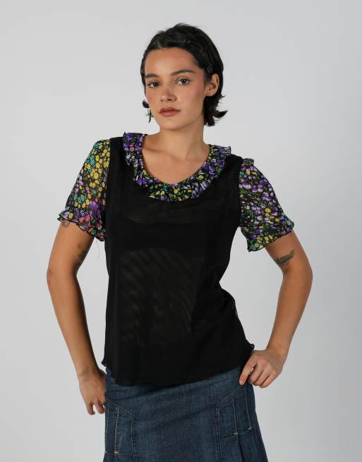 Vintage Made in Italy M woven top in black, 3 of 4