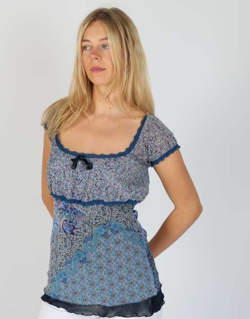 Vintage Made in Italy S blouse in blue, 3 of 4