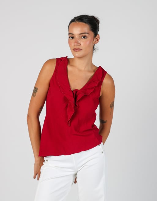Vintage Made in Italy S blouse in burgundy red