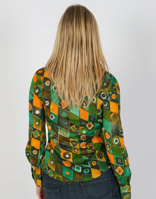 Vintage Made in Italy S blouse in dark green, 2 of 4