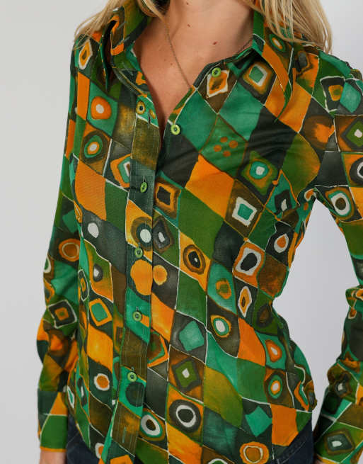 Vintage Made in Italy S blouse in dark green, 4 of 4