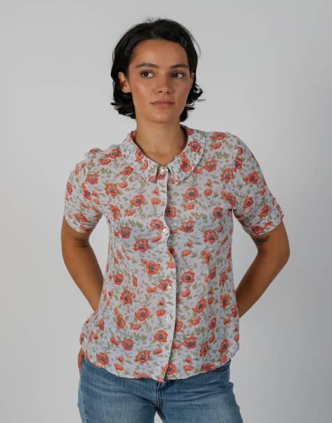 Vintage Made in Italy S blouse in light grey - view 1
