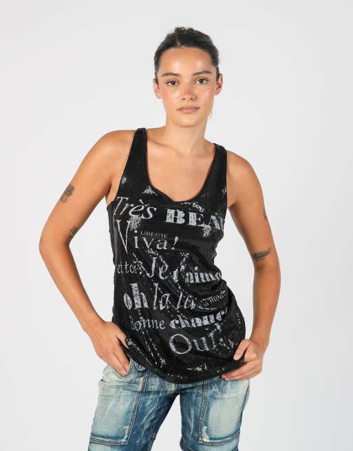 Vintage Made in Italy S cami in black