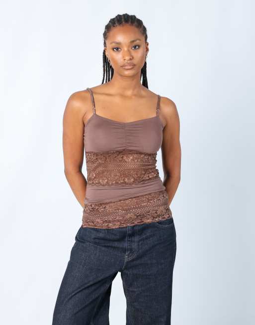 Vintage Made in Italy S cami in brown